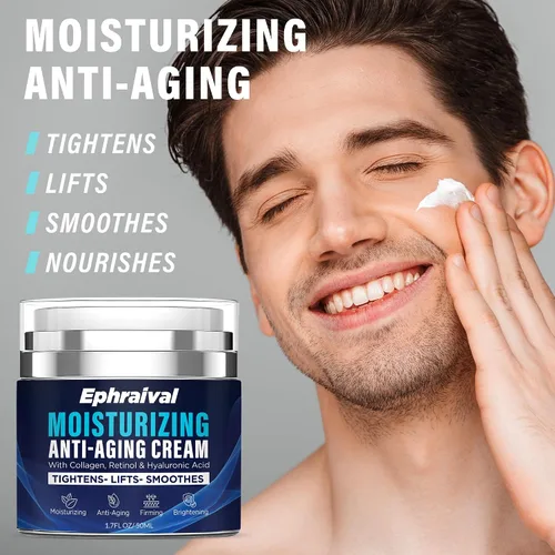 Vista 2 de Crema antienvejecimiento de retinol para hombres: crema facial hidratante con péptidos de vitamina E de ácido hialurónico - Reduce las arrugas