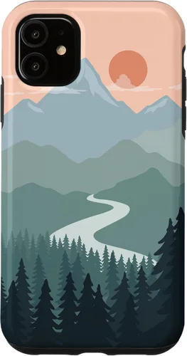 Vista 8 de Boho Chic Pines Forest Mountains Landscape Minimal Sunset Case for iPhone 16