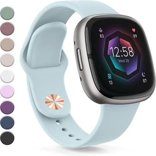 Vista 23 de Correa compatible con Fitbit Sense 2 / Sense Bands, Fitbit Versa 4 / Versa 3 bandas para mujeres y hombres, correa de repuesto de silicona suave