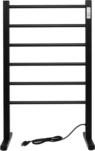 Vista 12 de Ibiza Freestanding Towel Warmer, Black, Plug-in, 6 Bars
