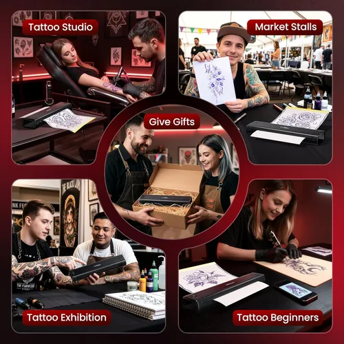 Vista 8 de TATTMUSE Impresoras portátiles inalámbricas para viajes, compatibles con teléfono y almohadilla, impresora compacta portátil Bluetooth pequeña