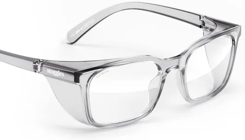 Vista 15 de Stoggles Lentes de seguridad con certificación Rectangular Z87.1, luz azul, lente de bloqueo UV, escudo superior y lateral, antivaho y elegantes