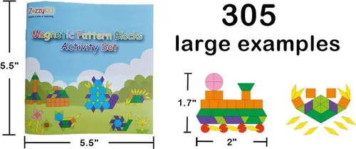 Vista 8 de ZazzyKid Juego de bloques de patrón magnético para niños: 216 piezas rompecabezas de forma geométrica Tangram - STEM