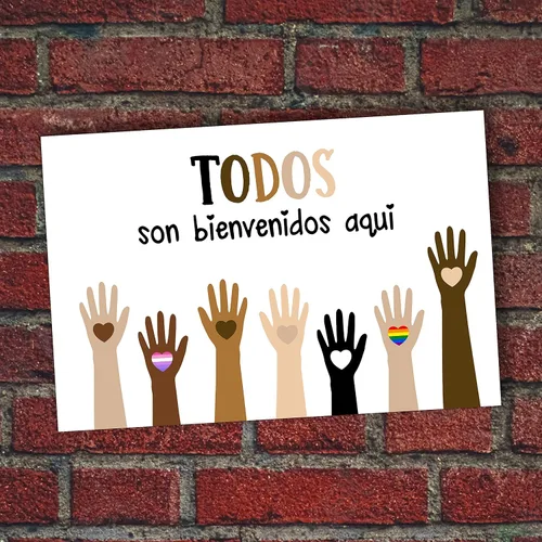 Vista 2 de Jinniee Póster Diversidad Arte Español Todos Son Bienvenidos Decoración de Aula 16x24 Pulgadas