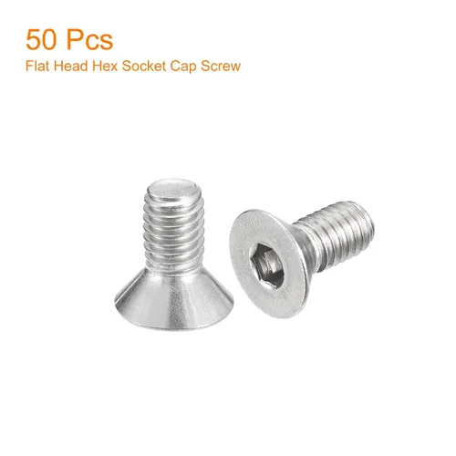 Vista 3 de uxcell tornillos de cabeza avellanada plana #10-32x3/8, 50 piezas de tornillos de cabeza plana de acero inoxidable 304 con llave hexagonal, rosca