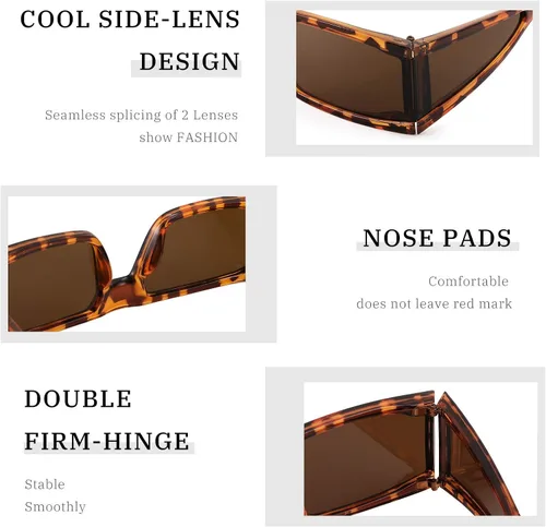 Vista 4 de FEISEDY Cool Futuristic Rectangular Sunglasses Cyber Men Women Punk Style Cosplay Sun Glasses B2739