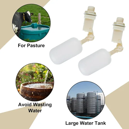 Vista 5 de Paquete de 6 válvulas de flotador de 1/2 pulgada de plástico con brazo ajustable llenado automático para controlar el nivel del agua a través