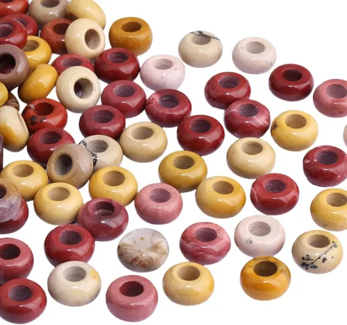 Vista 4 de TUMBEELLUWA Rondelle - Cuentas de piedras preciosas naturales para la fabricación de joyas, cuentas sueltas de agujero grande, paquete de 15