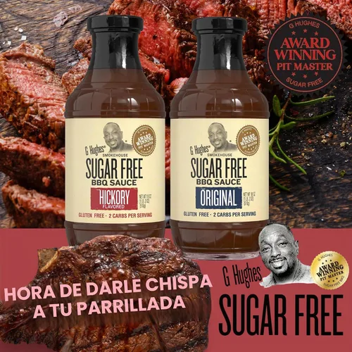 Vista 4 de G Hughes Smokehouse Salsa de barbacoa sin azúcar, Hickory, 18 & SF Original 18 oz (paquete de 2)