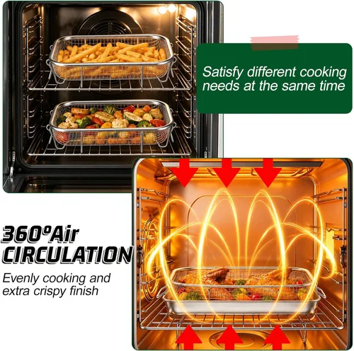 Vista 4 de P&P CHEF Cesta para freidora de aire de 9.8 pulgadas para horno, estante