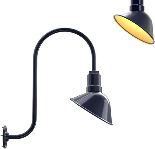 Vista 46 de Steel Lighting Co. Luz de Letrero de Tienda Venice para Pared de Acento de Restaurante al Aire Libre Cúpula de 9 pulgadas Brazo Recto de 6
