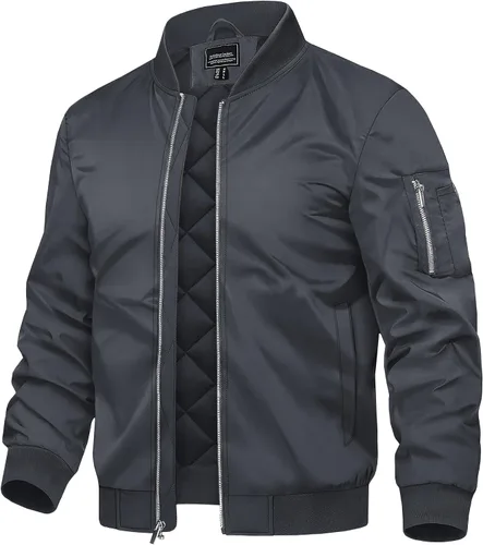 Vista 8 de TACVASEN Chaquetas bomber para hombre, chaqueta acolchada térmica, resistente al agua, abrigos de invierno cálidos