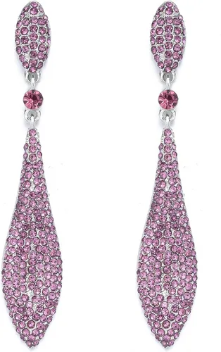 Vista 18 de EVER FAITH Pendientes colgantes de cristal austriaco para boda y baile de graduación, joyería con doble gota de agua para fiestas nupciales con 1