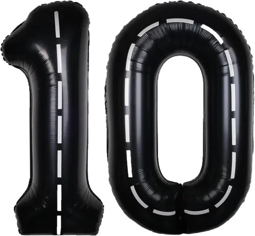 Vista 29 de Coche de carreras de 40 pulgadas, color negro, número 0, gran pista de carreras de helio, 0-9, gigante, digital, 0º papel de aluminio de Mylar