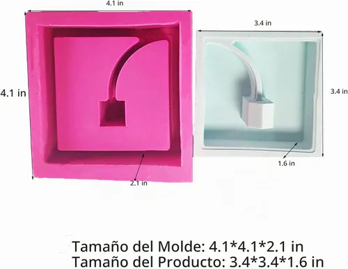 Vista 2 de Moldes de silicona para macetas de hormigón, moldes cuadrados geométricos de silicona para macetas de plantas suculentas, moldes de arcilla