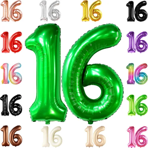 Vista 19 de KatchOn Globo marrón café con el número 16 de 1 pieza, 40 pulgadas, decoraciones de cumpleaños para niñas y niños Globo marrón café número 16 de 1