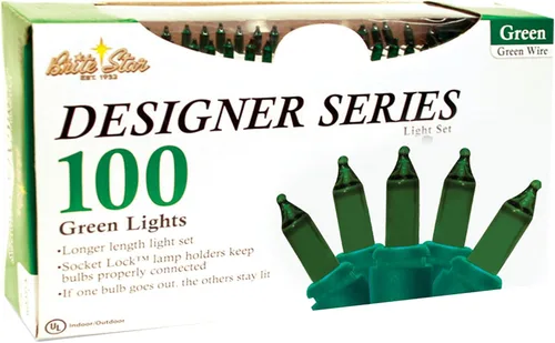 Vista 2 de Brite Star 100 Lt Designer Series Mini Lights, Green, Green Wire