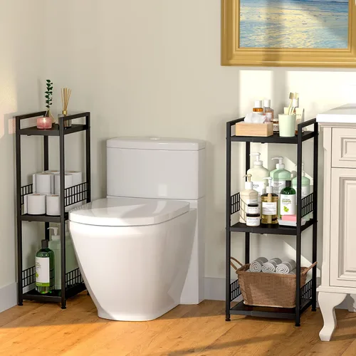 Vista 5 de DAOUTIME - Estantería metálica de 3 niveles, expandible, independiente, estrecha, estantes de piso abierto, ideal para baño, cocina, lavandería