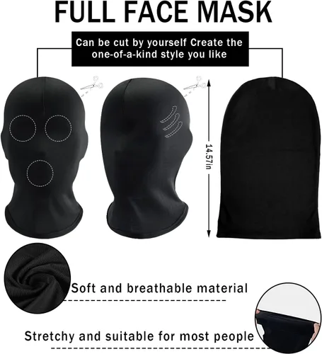 Vista 6 de Joukavor Zentai - Máscara de cara completa para Halloween, elastano, para cosplay unisex