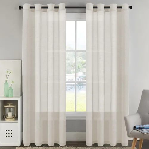 Vista 79 de H.VERSAILTEX Cortinas de lino de mezcla natural para sala de estar/cortinas de lino semitransparentes reductoras de luz de 54 pulgadas de largo