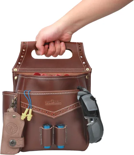 Vista 6 de TOURBON Bolsa de cuero para munición en la cintura, escopeta para deportes, arcillas, trampa, skeet, disparo (bolsa de munición)