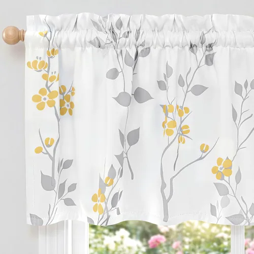 Vista 38 de Beauoop Cortinas Florales 100% Opacas de 54 Pulgadas de Largo, 2 Paneles para Dormitorio, Sala de Estar, Azul Gris y Blanco con Patrón de Flores
