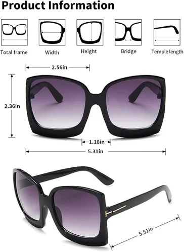 Vista 5 de SINBRLAI Gafas de sol de gran tamaño para mujer modernas cuadradas retro leopardo grandes