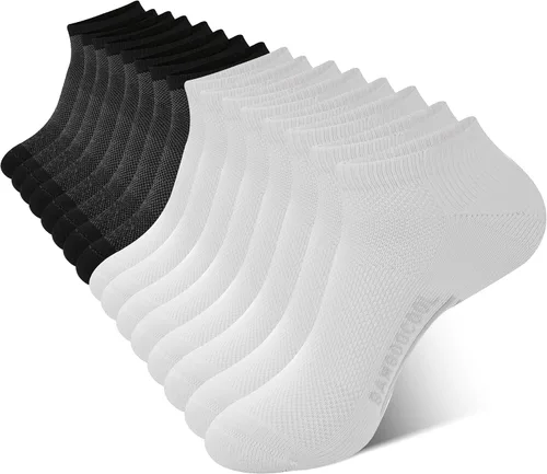 Vista 7 de BAMBOO COOL Calcetines atléticos de tobillo para hombre con acolchado y absorción de humedad, calcetines de malla para correr de corte bajo