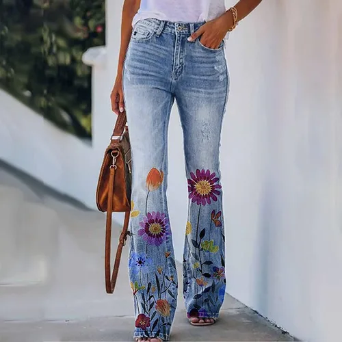 Vista 2 de Pantalones de correr para mujer, pantalones de yoga atléticos, pantalones acampanados con corte de bota, leggings hippie, con bolsillos, sin jeans
