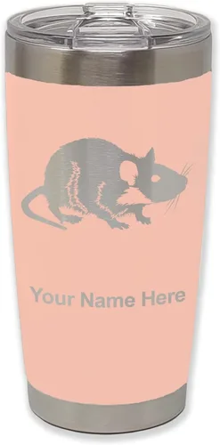 Vista 32 de LaserGram Vaso aislado al vacío de 20 onzas, rata, grabado personalizado incluido (negro)