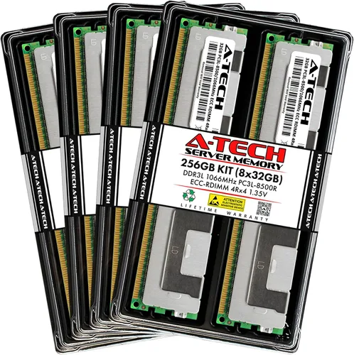 Vista 187 de A-Tech 4GB DDR3 1333MHz PC3-10600R ECC RDIMM 1Rx4 Rango único 1.5V Registrado DIMM 240-Pin Módulo de actualización de memoria RAM de servidor