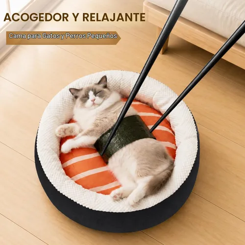Vista 2 de Cama de sushi para gatos, cama calmante para perros pequeños, 21 B-Sushi