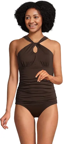 Vista 3 de Lands' End Traje de baño tankini resistente al cloro con cuello alto a un hombro para mujer