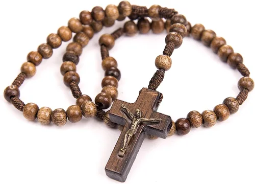 Vista 3 de Rosario de madera de tamaño pequeño de bolsillo Intercession fabricado en Brasil