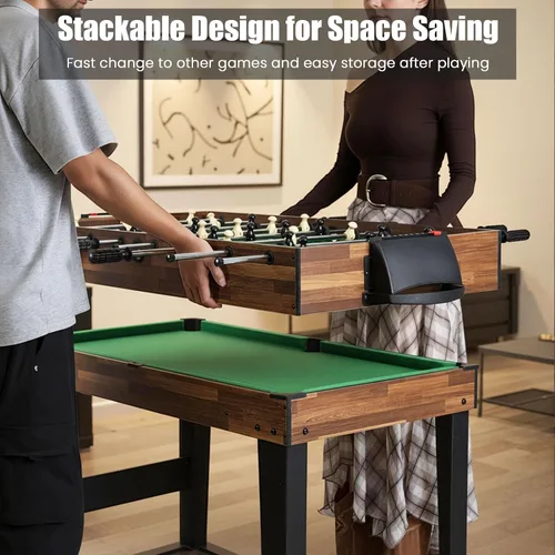 Vista 5 de Giantex 10-in-1 Multi Game Table, Combo Game Table Set w/Hockey, Foosball Pool Ping-Pong Chess Cards Checkers Bowling, Shuffleboard, Backgammon