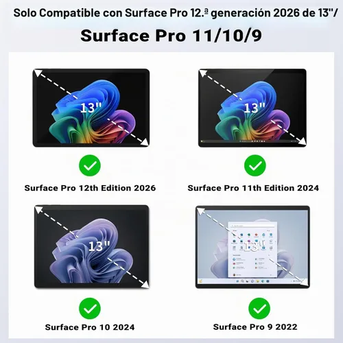 Vista 2 de MoKo Funda para Microsoft Surface Pro 12th 2026, Surface Pro 11/10/9 de 13 Azul