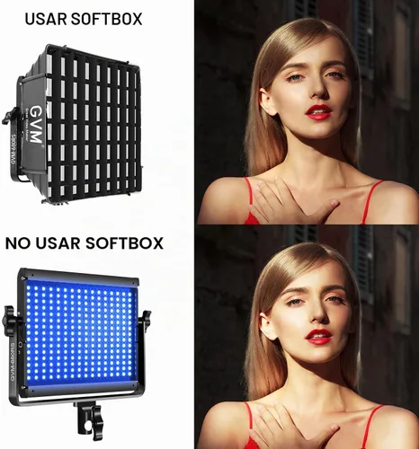Vista 6 de Kits de iluminación de fotografía RGB GVM con 2 softboxes, luces de estudio 680RS de 50W con control Bluetooth, 2 paquetes de luz de video con 18