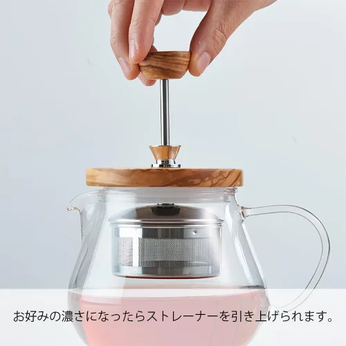 Vista 2 de Hario Tetera de madera de olivo "Teaor", 15.2 fl oz