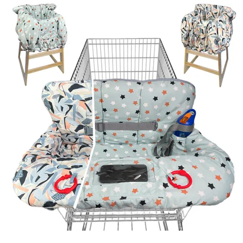Vista 15 de Funda para carrito de compras para bebés y niños pequeños, funda impermeable para carrito de comestibles y silla alta, funda acolchada suave