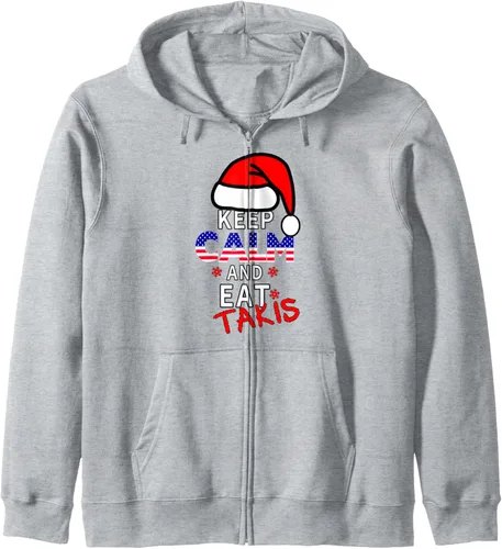 Vista 3 de Keep Calm And Eat Takis Let's Try It On This Christmas Zip Sudadera con capucha, Negro