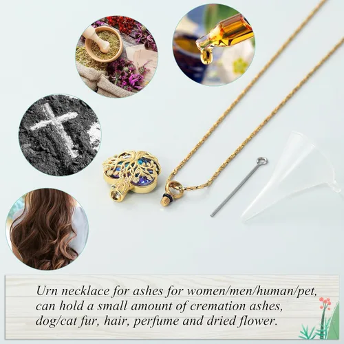 Vista 91 de Imrsanl Collar de urna de árbol de la vida con forma de corazón, joyería de cremación para hombres y mujeres, recuerdo, joyería conmemorativa