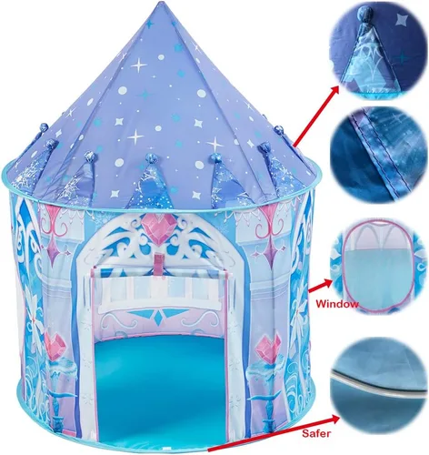 Vista 5 de Kidodo - tienda de campaña para niños, juguete para niños, tienda de campaña desplegable, casa de juegos para niños para interiores, Azul