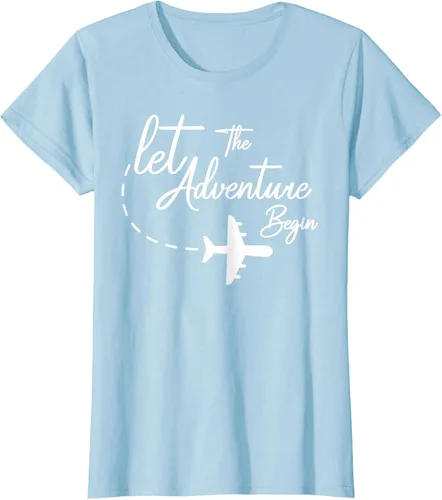Vista 22 de Let The Adventure Begin - Camiseta inspiradora en modo de viaje en avión, Negro, S
