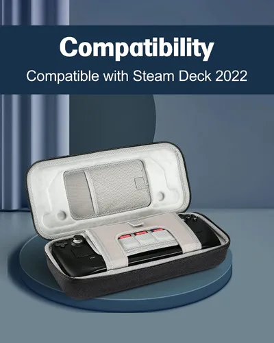 Vista 6 de ProCase Carrying Case for Steam Deck & Rog Ally, Hard Travel Protective Case Large Storage Shell for Steam Deck Console SD Card AC Charger and Other