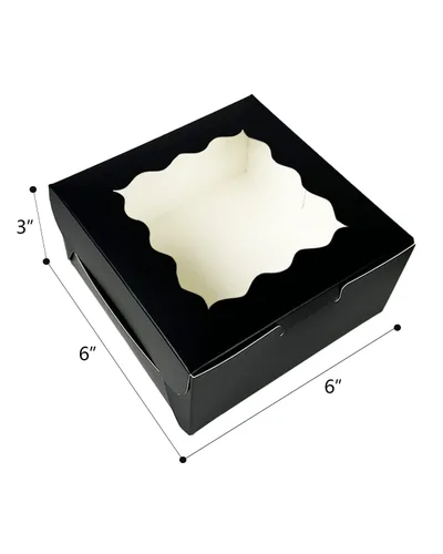 Vista 3 de Bakepacker 60 piezas Cajas para galletas negras de 6 x 6 x 3 pulgadas, fáciles de montar, cajas para macarrones y repostería con ventana para Negro