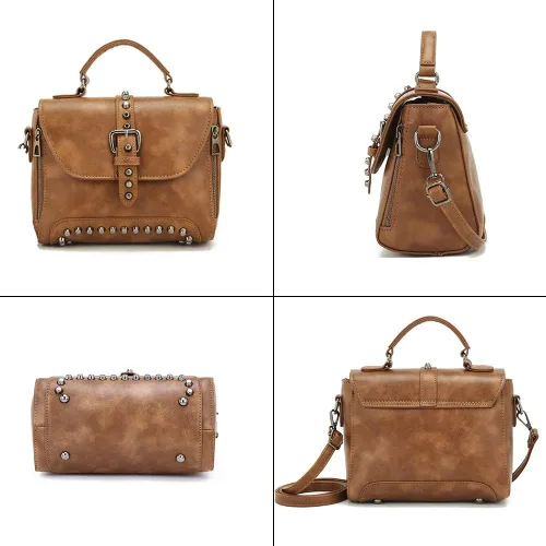 Vista 7 de Segater Bolso bandolera con remache vintage para mujer, bolso cruzado