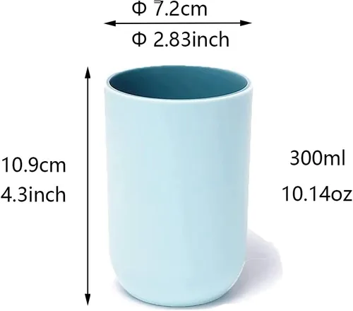 Vista 2 de Juego de 2 vasos irrompibles reutilizables para cepillos de dientes, vasos de plástico para cepillos de dientes, 10.1 fl oz/10.5 onzas, aptos