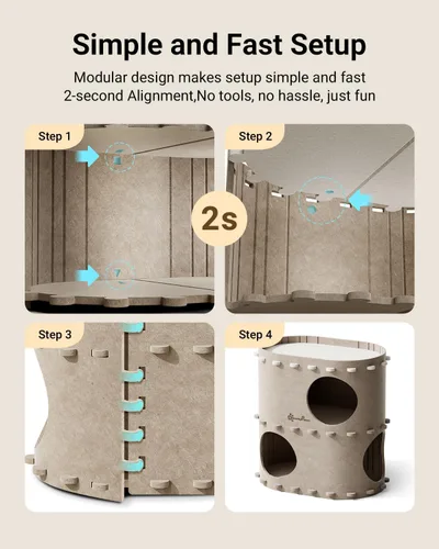 Vista 8 de DownyPaws Casa para gatos de interior, cueva plegable de 2 pisos, cama tipo túnel de fieltro para gatos, cubo, escondite para multicats, resistente