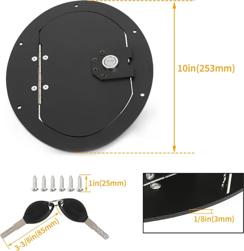 Vista 3 de KUAFU Puerta del tanque de combustible con cerradura compatible con Humvee Hummer H1 cualquier modelo M998 M1123 M1045 con recubrimiento en polvo