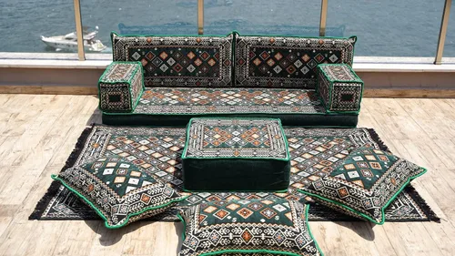 Vista 5 de arabicsofa Asiento de sofá tradicional de Oriente Medio, cojín modular hecho a mano con almohadas de respaldo